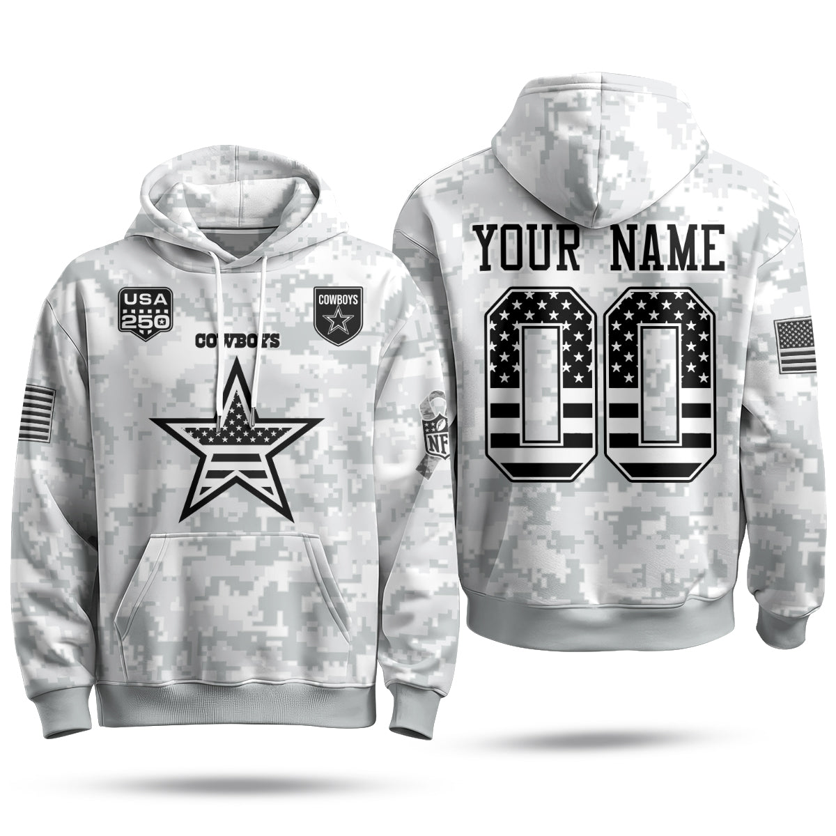 DAL 2026 Salute To Service Edition Pullover Custom Hoodie - Printed