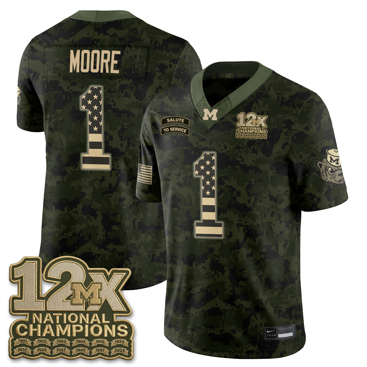 Michigan Wolverines 2026 Salute to Service Vapor Jersey - Stitched
