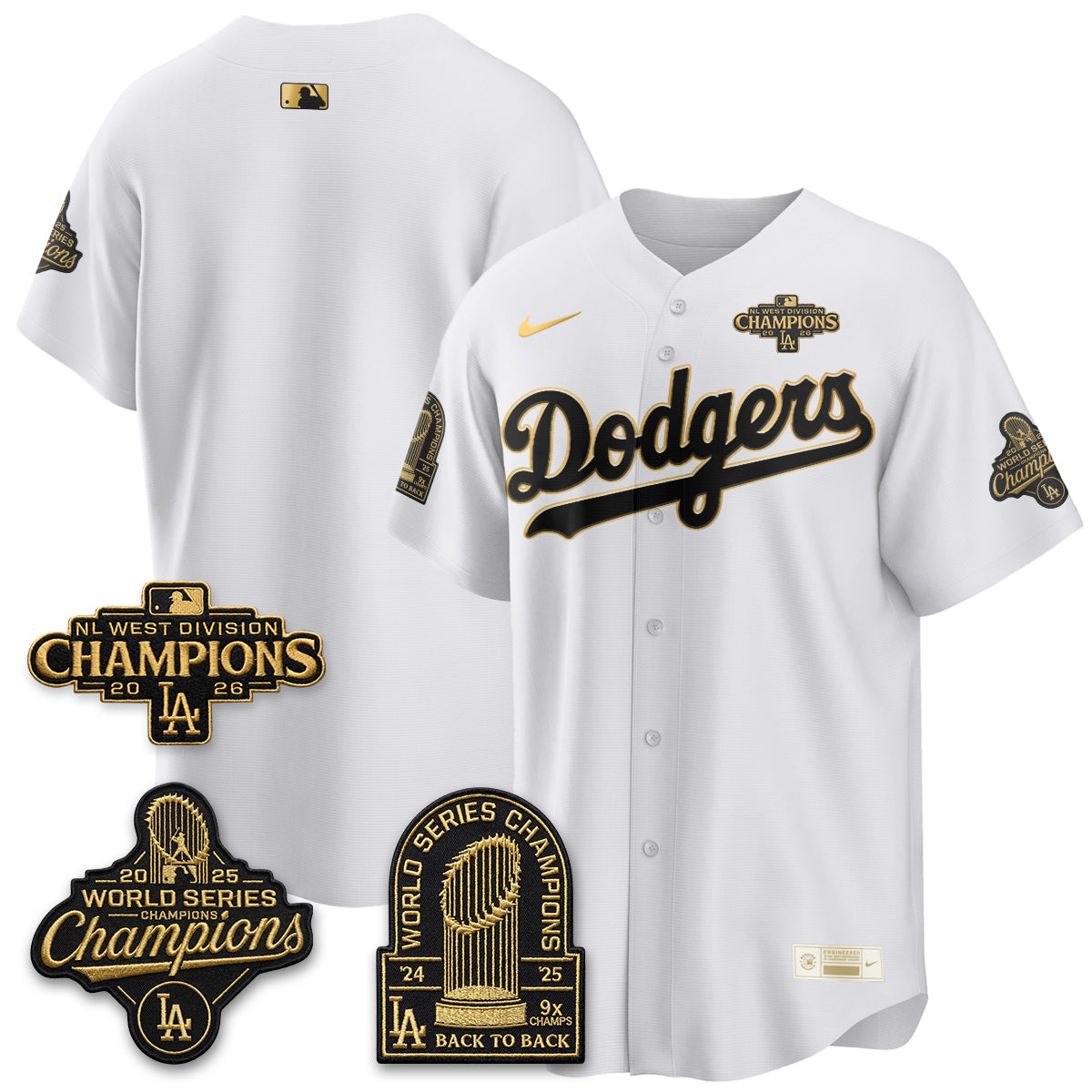 LAD 2026 NL West Champs Gold Vapor Jersey- Stitched