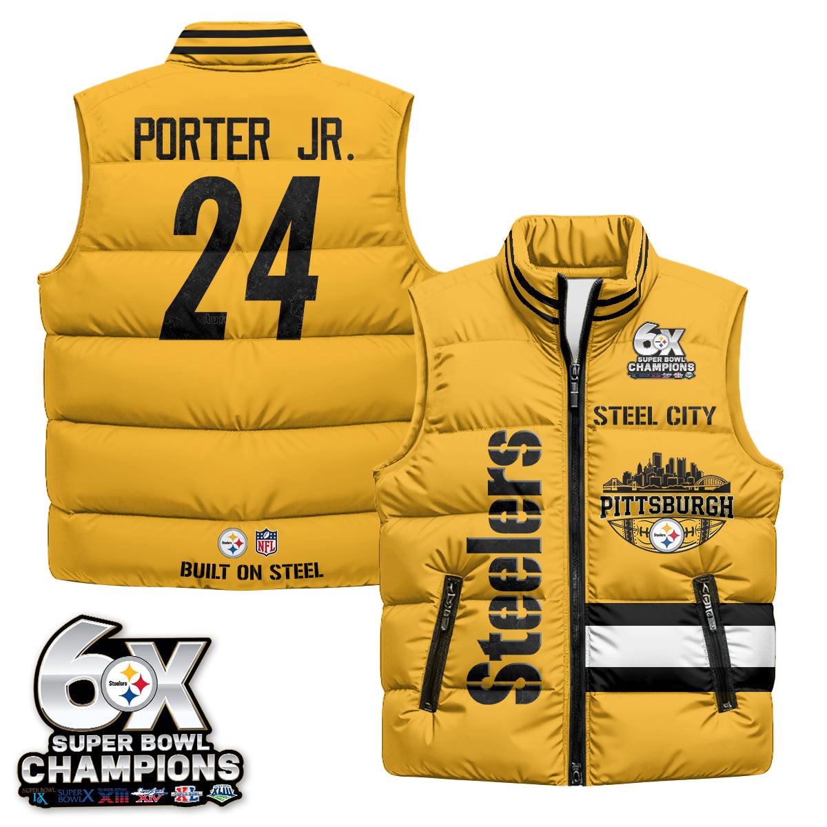 PIT "Steel City" Puffer Vest - Printed