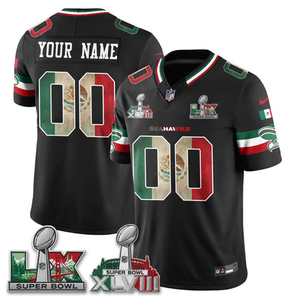 Seattle Seahawks Mexico Edition Vapor Custom Jersey V2- Stitch