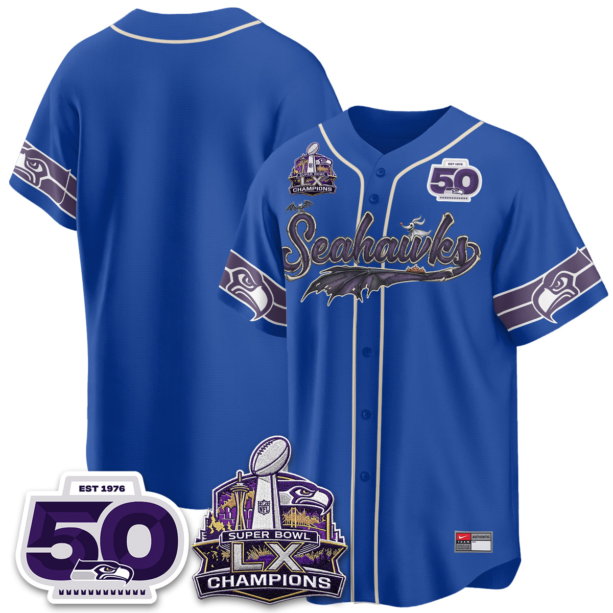 Seattle Seahawks 2026 Nightmare Edition Vapor Baseball Jersey - Stitched