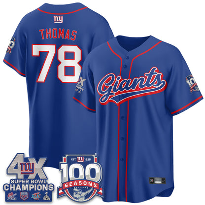 New York Giants 4X Champs & 100 Anniversary Vapor Baseball Jersey - Stitched