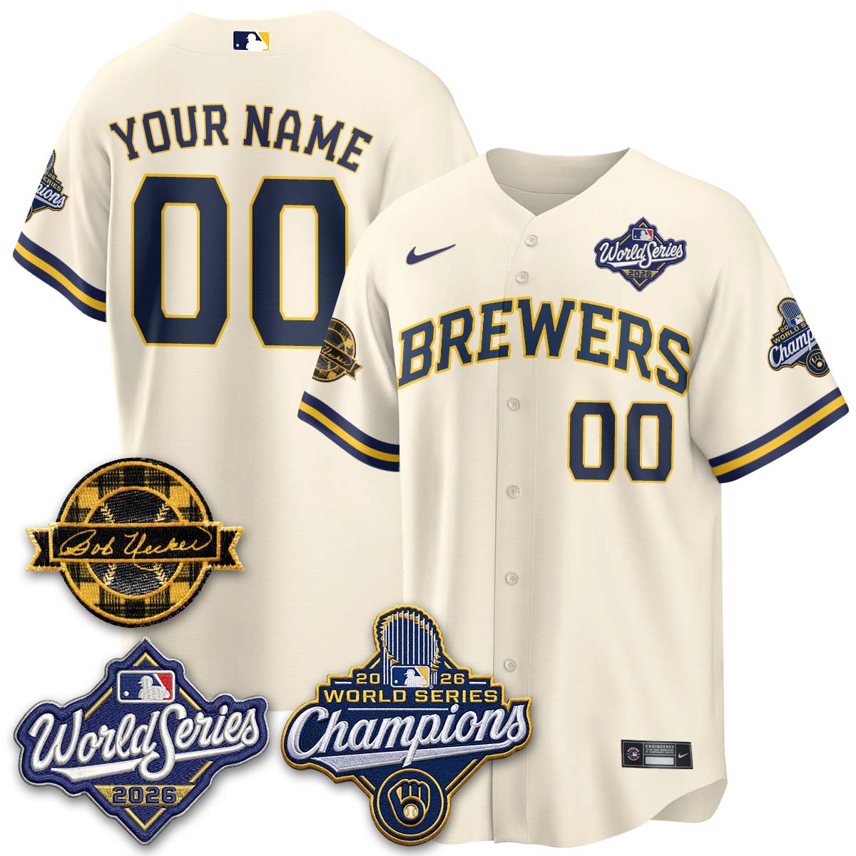 MIL 2026 WS Champions - Bob Uecker Patch Custom Vapor Jersey - Stitched