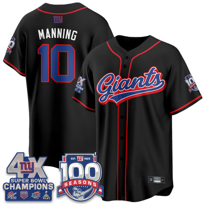 New York Giants 4X Champs & 100 Anniversary Vapor Baseball Jersey - Stitched