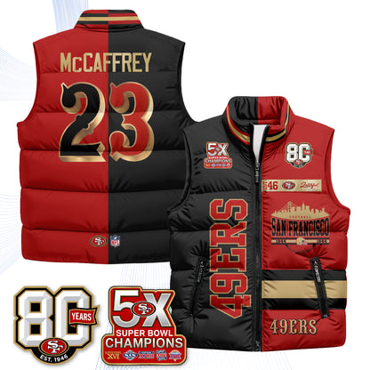 San Francisco 49ers Faithful to The Bay Puffer Vest - Printed