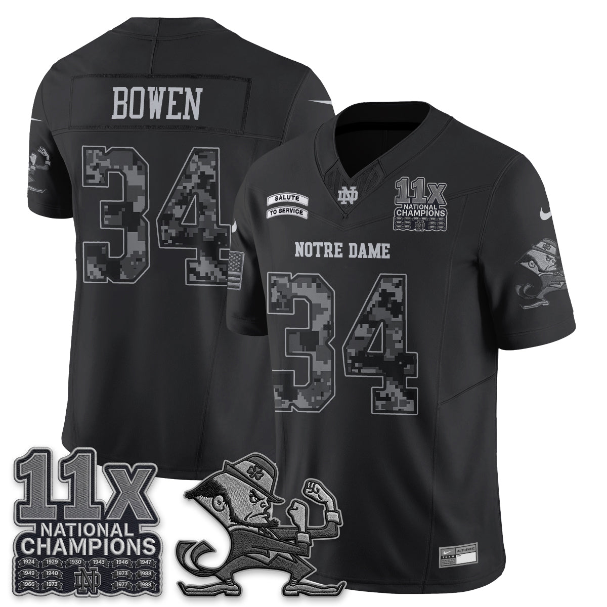 Notre Dame Fighting Irish 2026 Salute to Service Vapor Jersey - Stitched