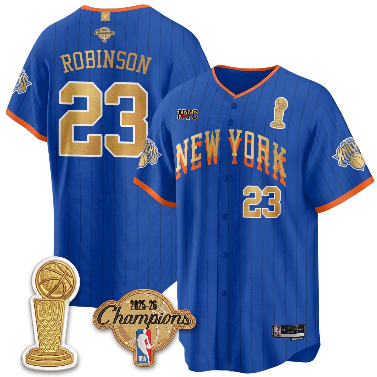 New York Knicks Champions Night Baseball Vapor Jersey - Stitched