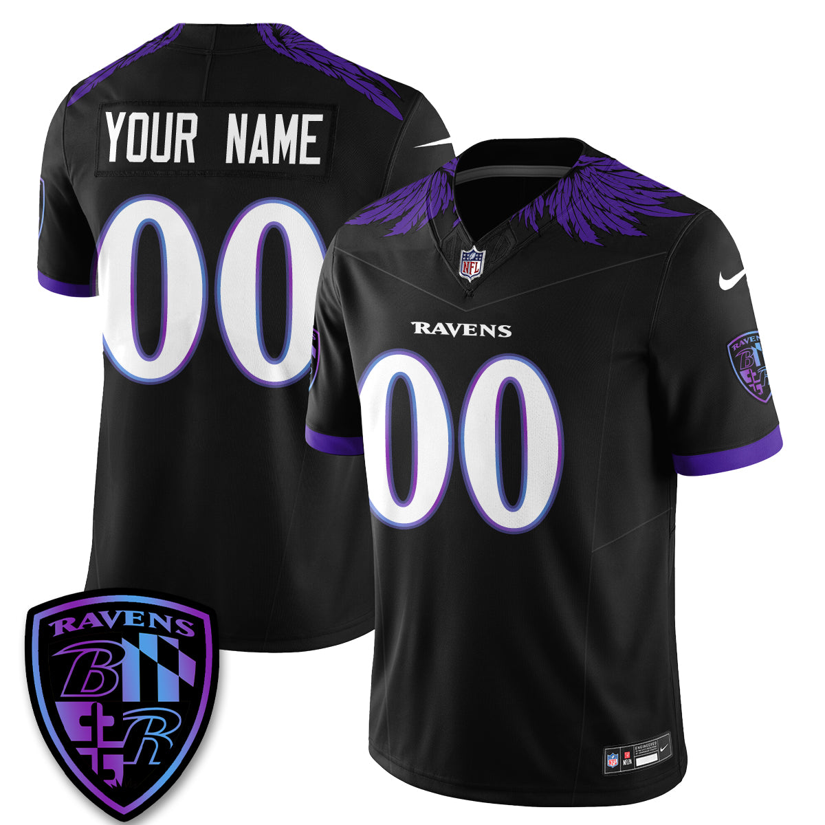 Baltimore Ravens Halloween Edition Vapor Custom Jersey - Stitched