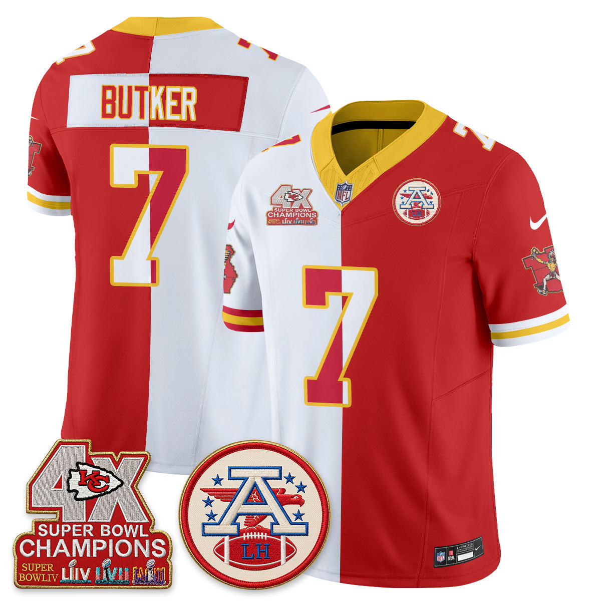 Kansas City Chiefs Throwback Split Vapor Jersey - Stitched