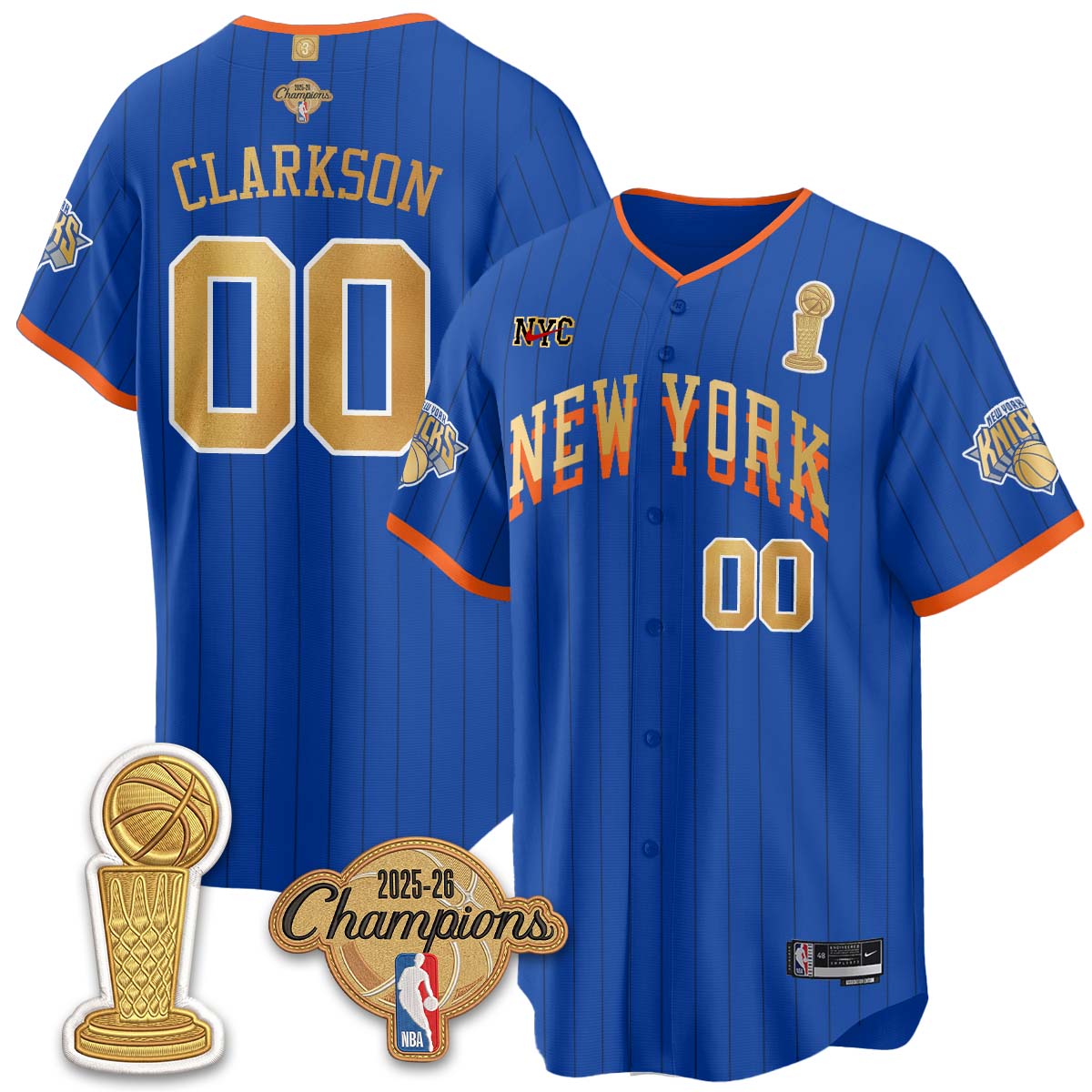 New York Knicks Champions Night Baseball Vapor Jersey - Stitched