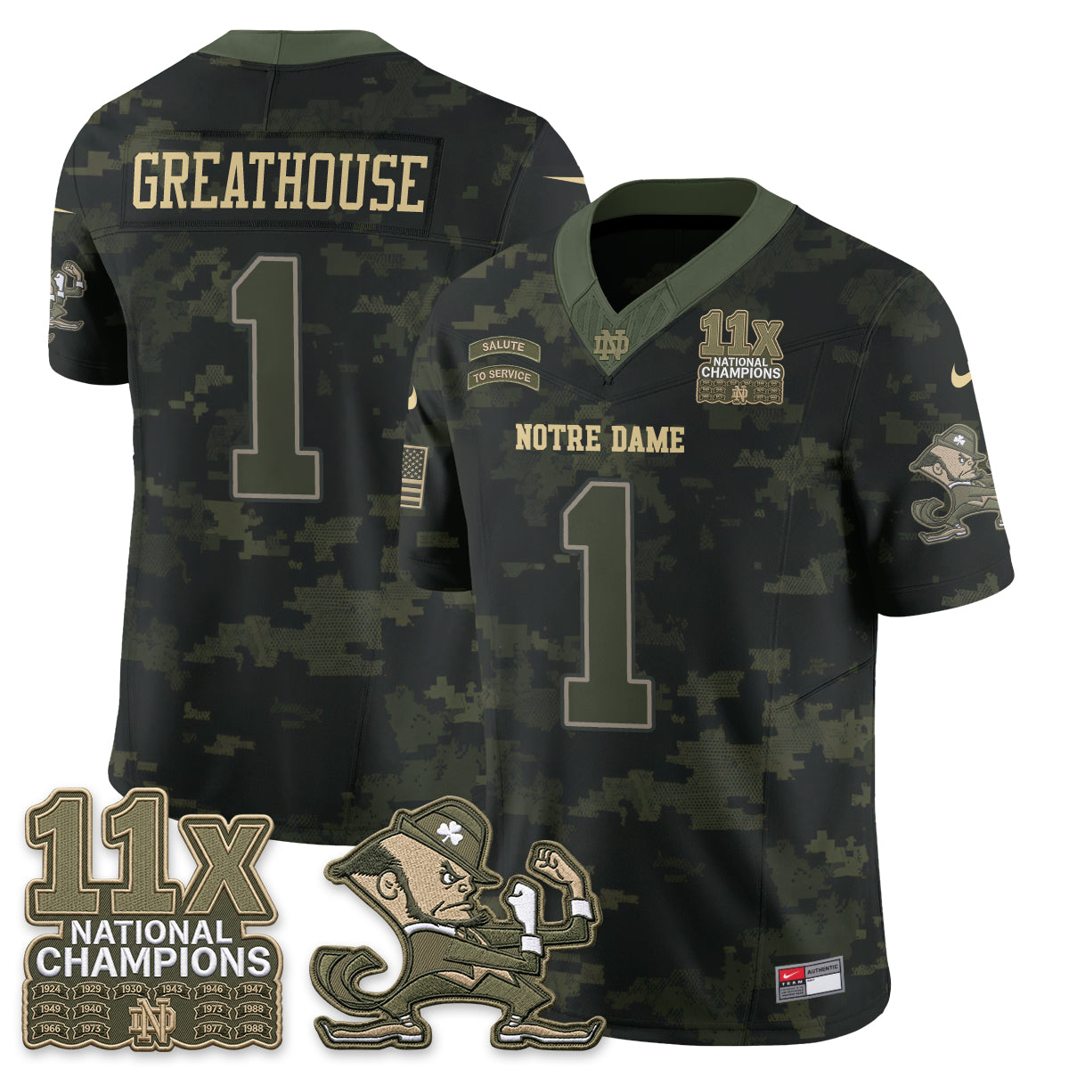 Notre Dame Fighting Irish 2026 Salute to Service Vapor Jersey - Stitched
