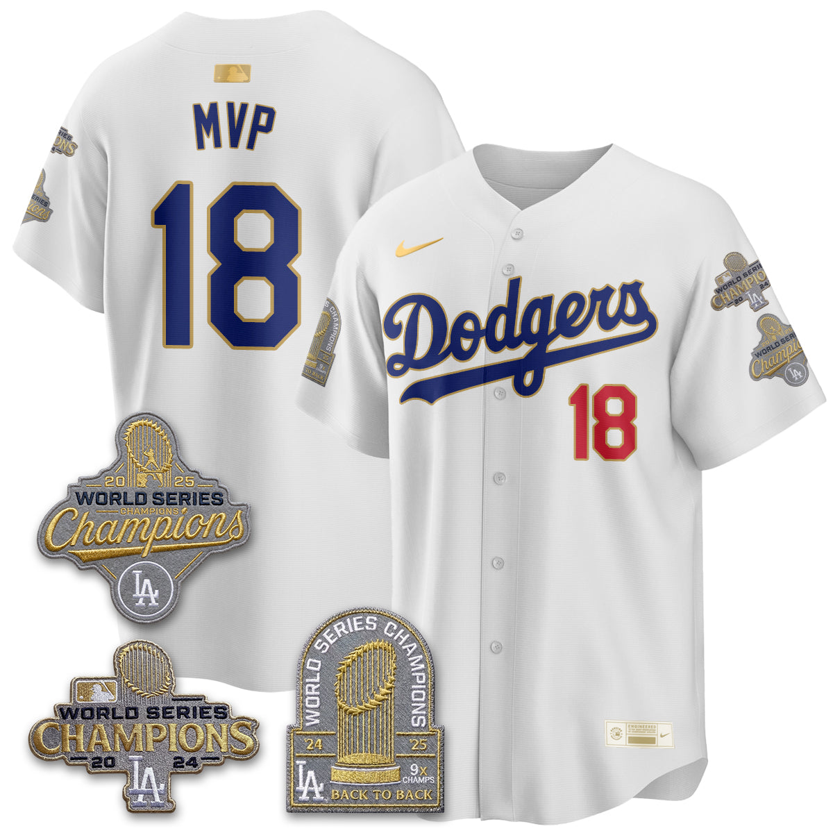 LAD Gold Collection Stadium Vapor Limited Jersey - Back to Back 9x Champs - All Stitched