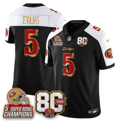 San Francisco 49ers 80 Years & 5X Champs Rivalries Vapor Jersey - Stitched
