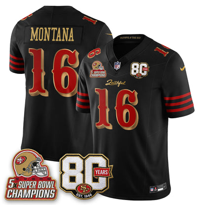 San Francisco 49ers 80 Years & 5X Champs Rivalries Vapor Jersey - Stitched