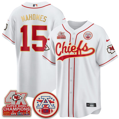 Kansas City Chiefs 4X Champs Gold Trim Edition Vapor Baseball Jersey - Stitched
