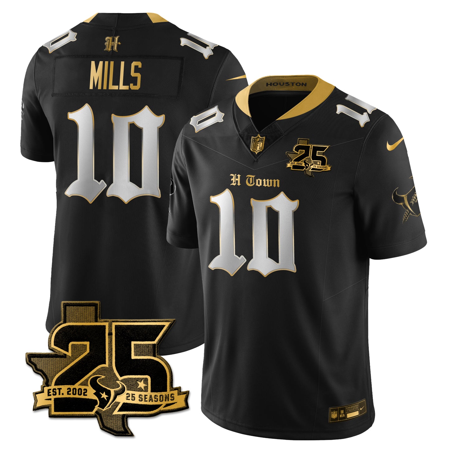 HOU 25th Seasons in 2026 Gothic Vapor Gold Edition Limited Jersey - All Stitched