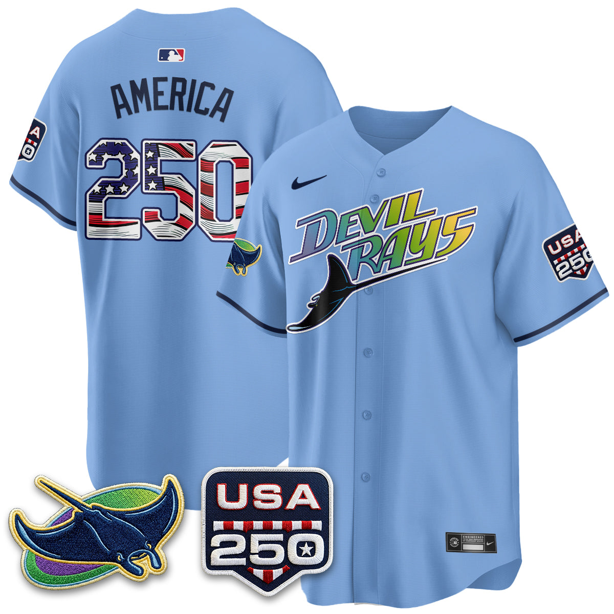 Tampa Bay Rays Independence Day USA 2026 City Connect Vapor Jersey - Stitched