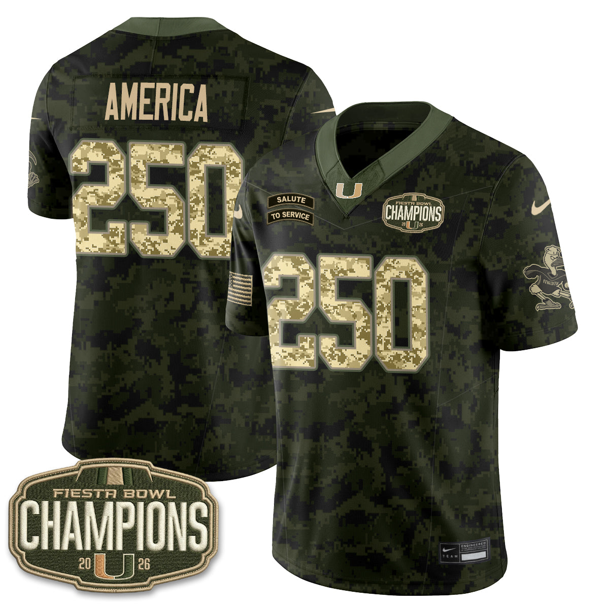 Miami Hurricanes 2026 Salute to Service Vapor Jersey - Stitched