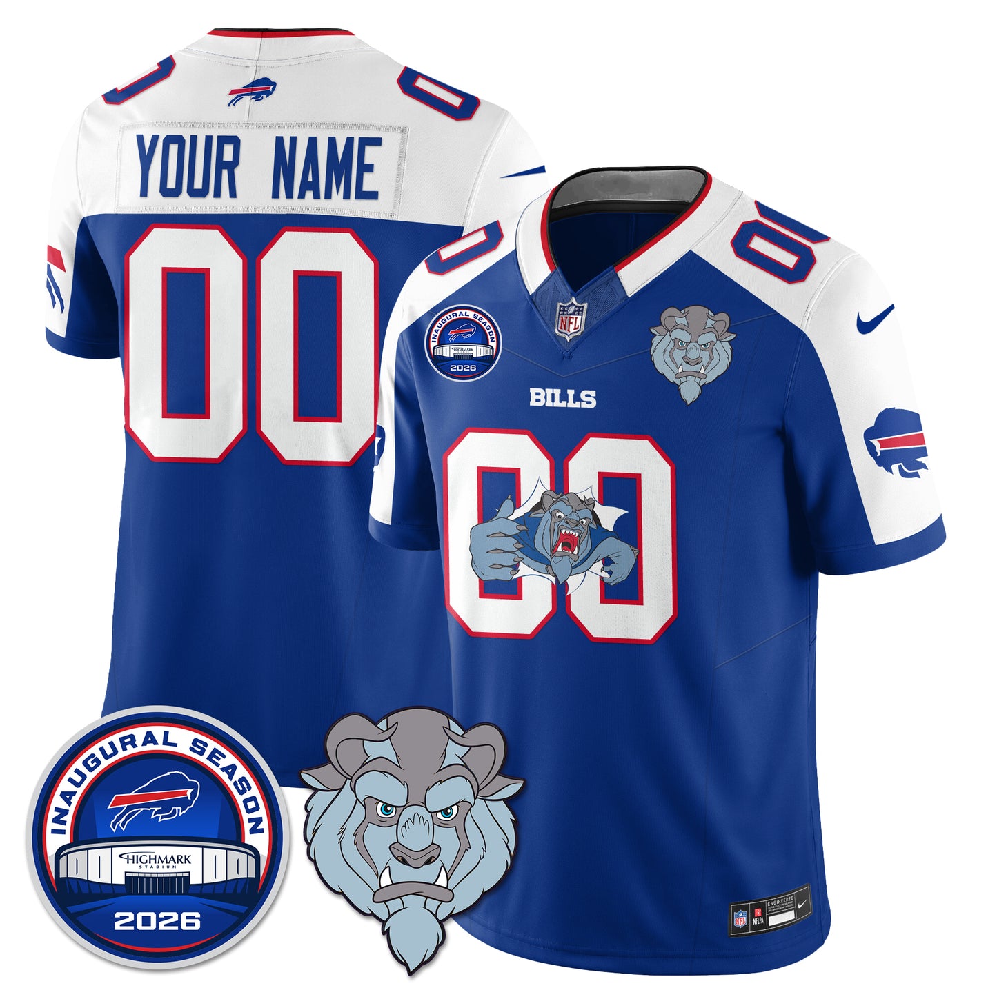 Buffalo Bills x Hairy Blue Beast Edition Vapor Jersey - Stitched