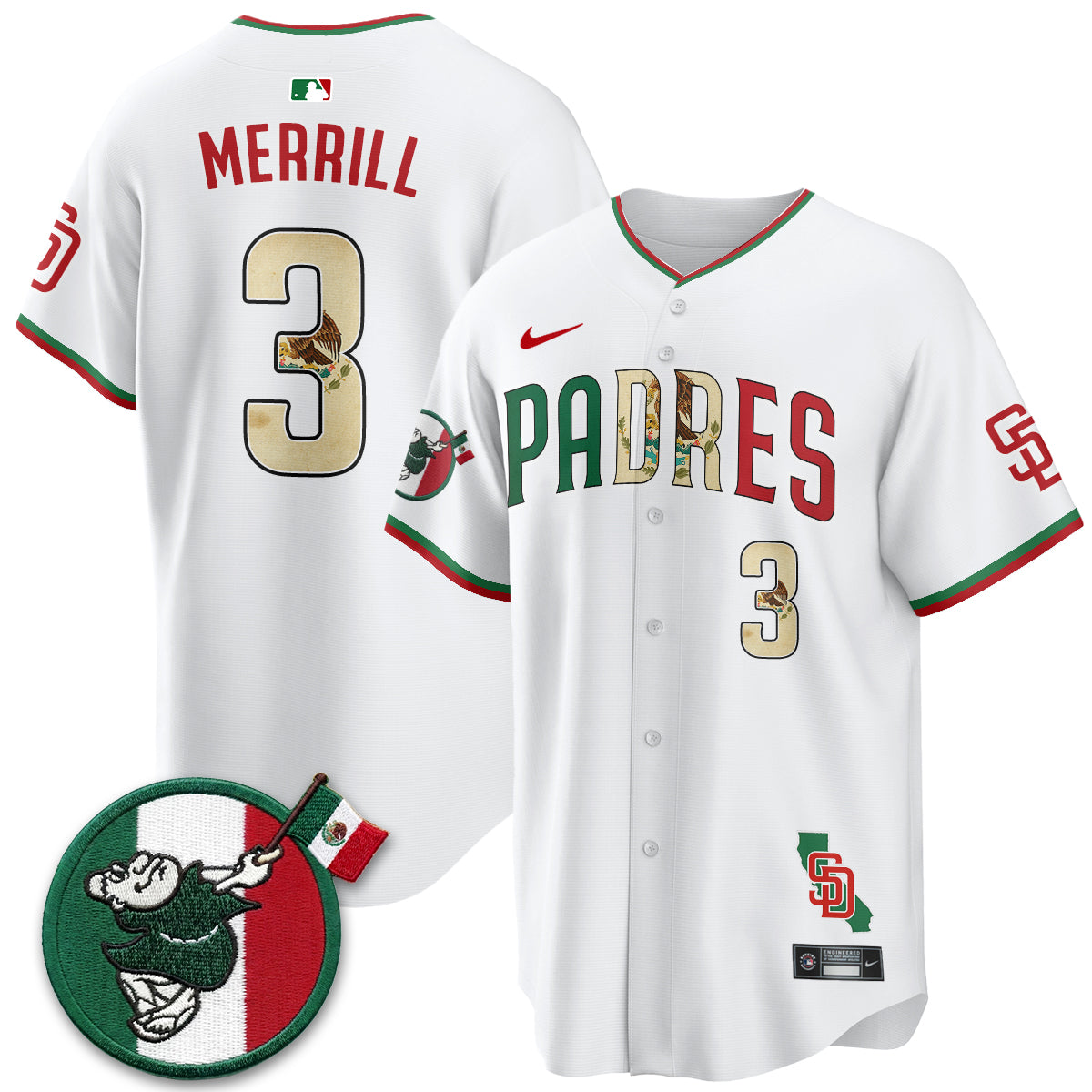 San Diego Padres Mexico Style Vapor Jersey - Stitched