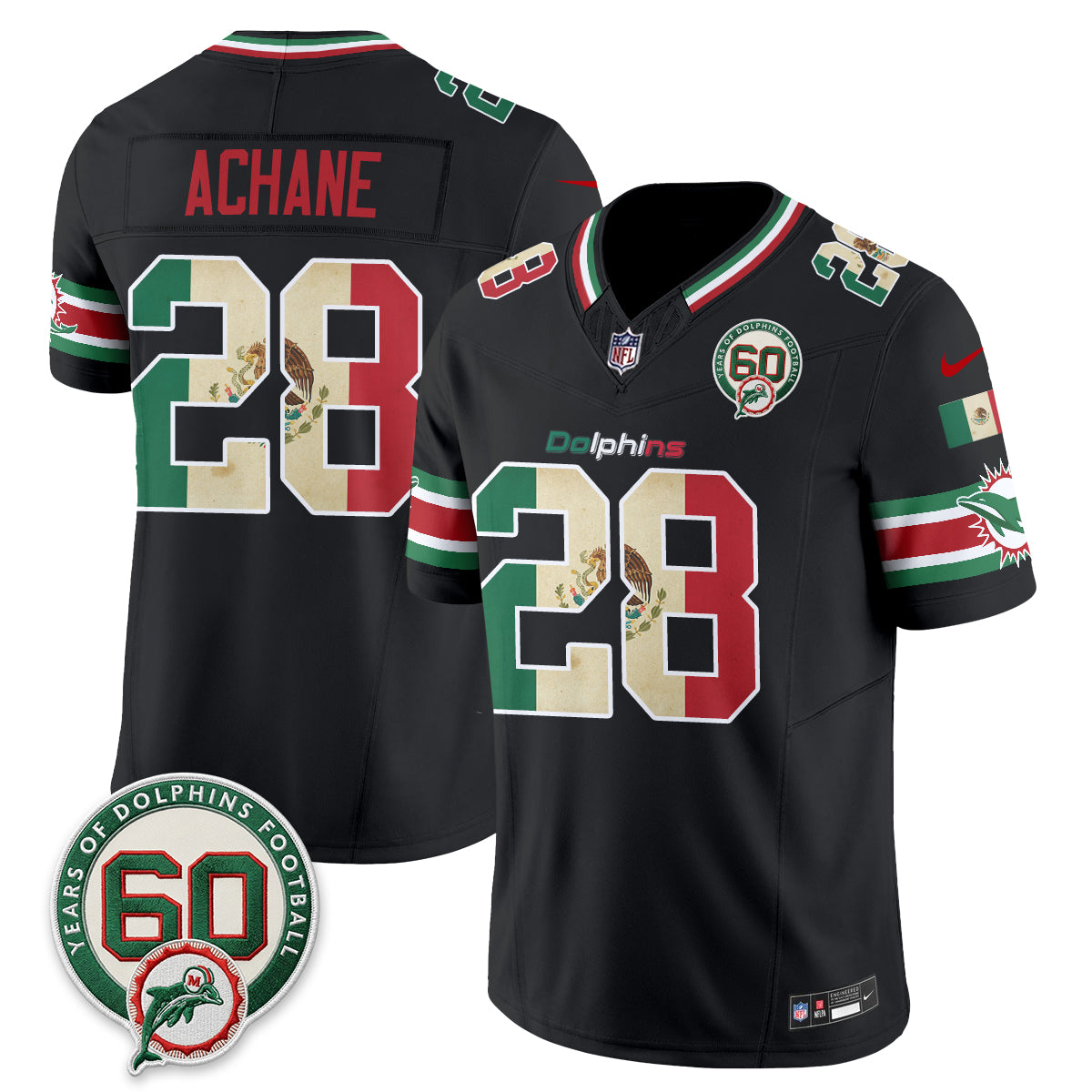 Miami Dolphins Mexico Edition Vapor Jersey - Stitched