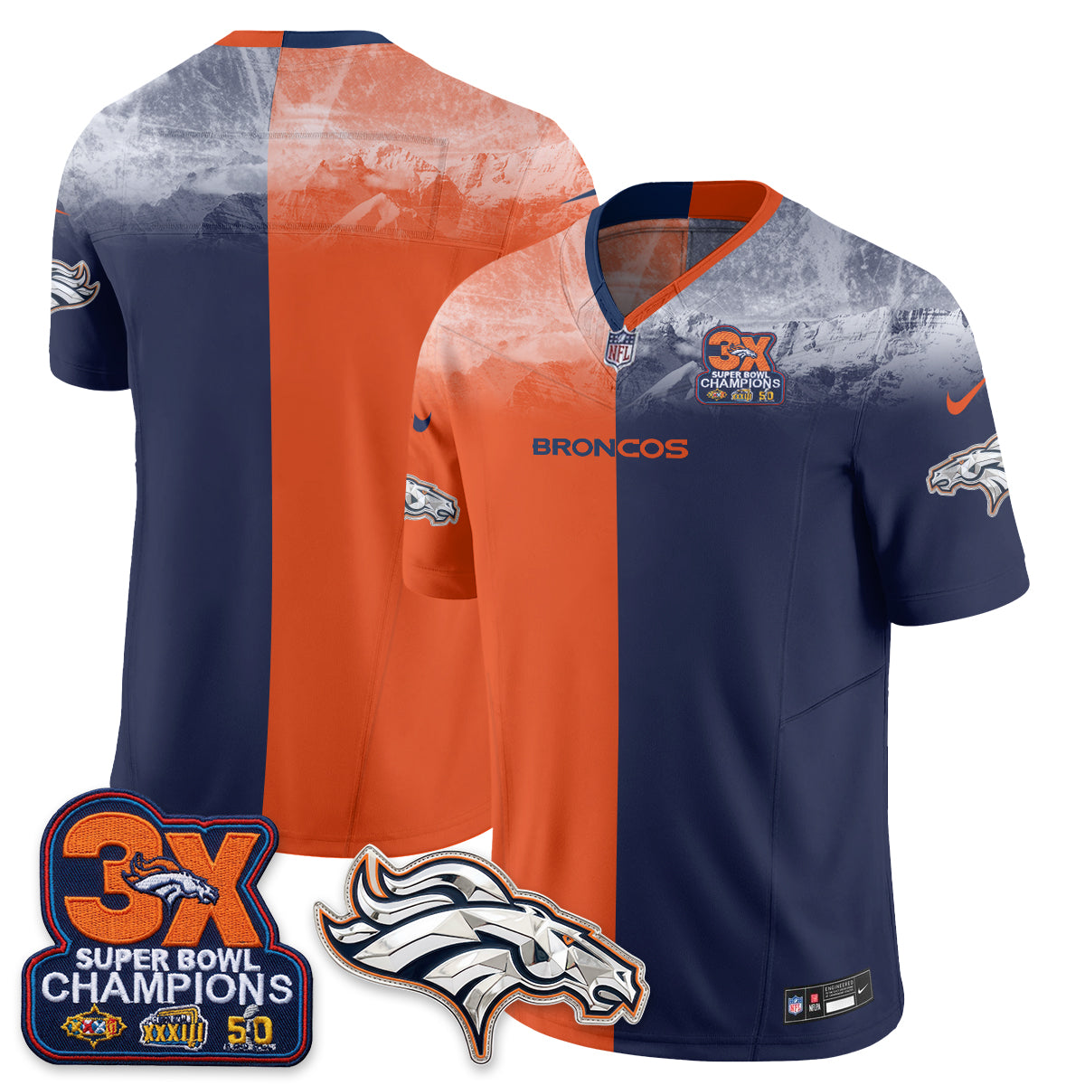 Denver Broncos Mile High Split Edition Vapor Jersey - Stitched