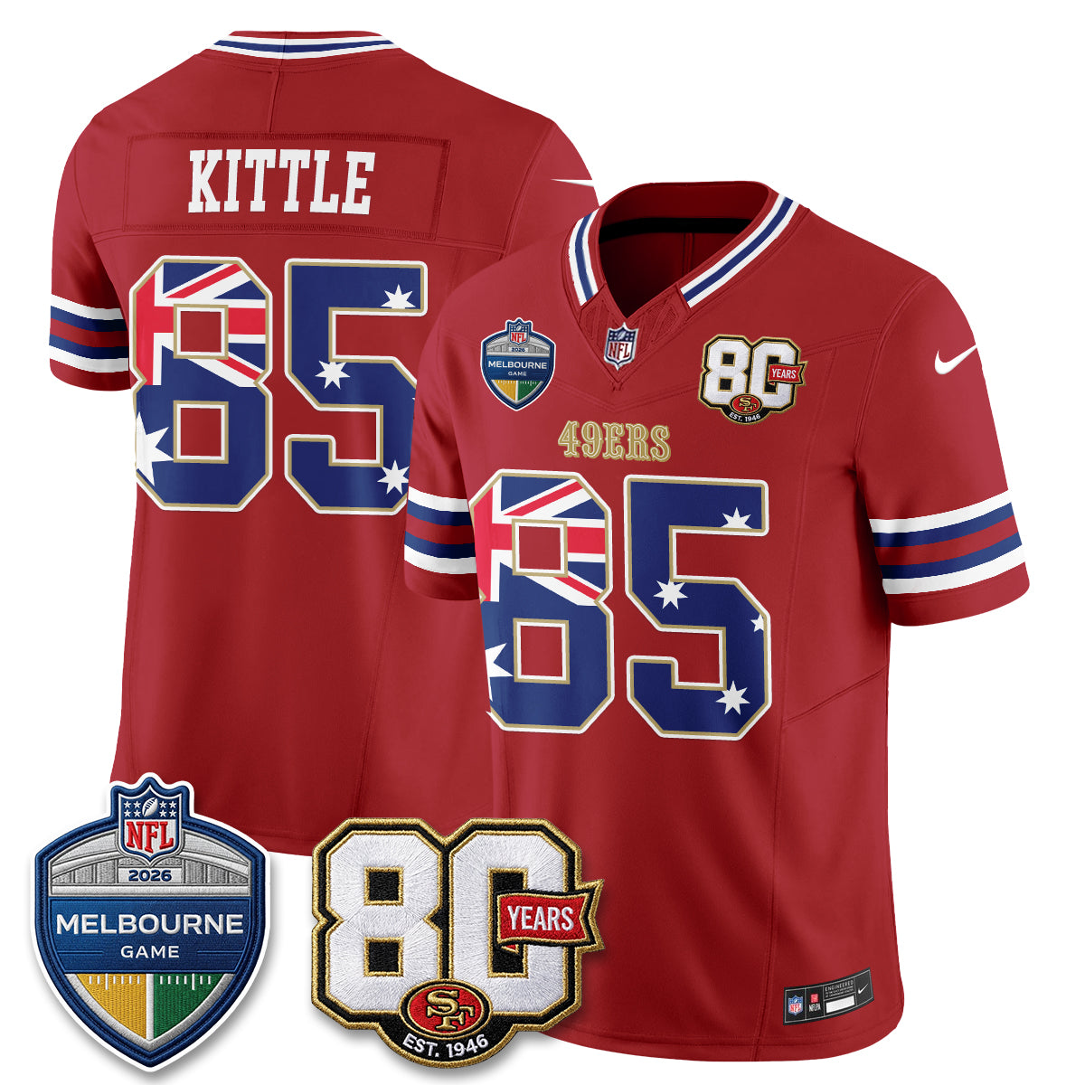 San Francisco 49ers Melbourne Game 2026 Vapor Jersey - Stitched