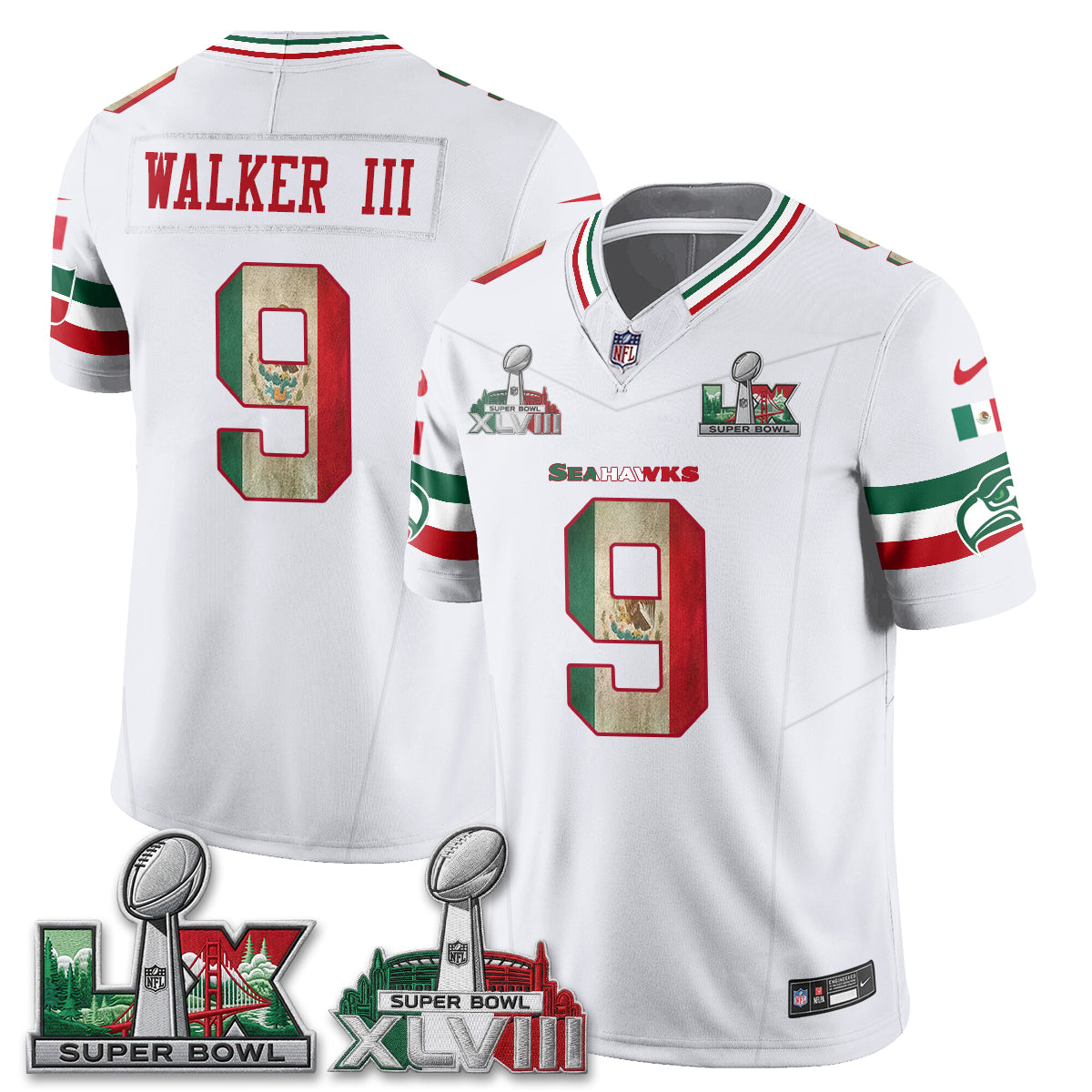 Seattle Seahawks Mexico Edition Vapor Jersey V1- Stitch