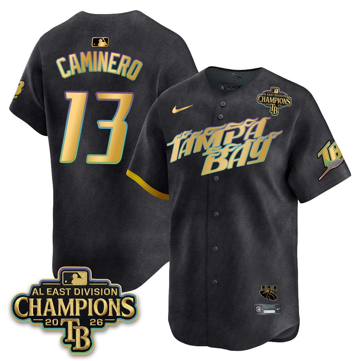 Tampa Bay Rays 2026 AL East Champs Gold Edition Vapor Jersey - Stitched