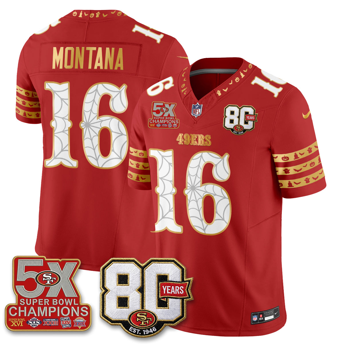 San Francisco 49ers Spooky Edition Vapor Jersey - Stitched