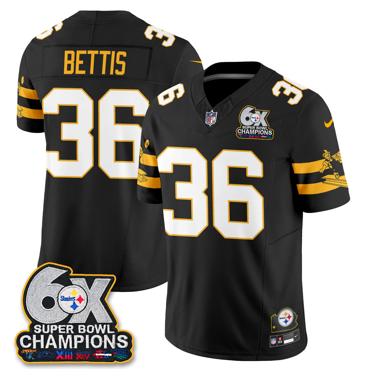 PIT 6X Champs Throwback V2 Vapor Jersey - Stitched