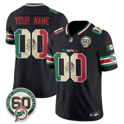 Miami Dolphins Mexico Edition Vapor Custom Jersey - Stitched