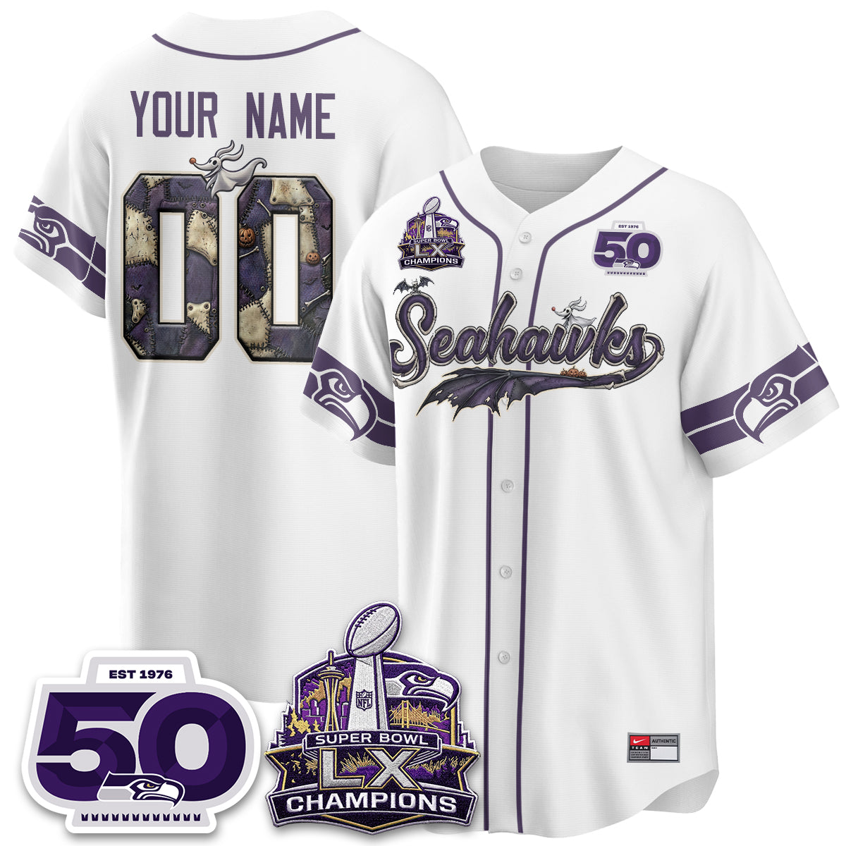 Seattle Seahawks 2026 Nightmare Edition Vapor Custom Baseball Jersey - Stitched