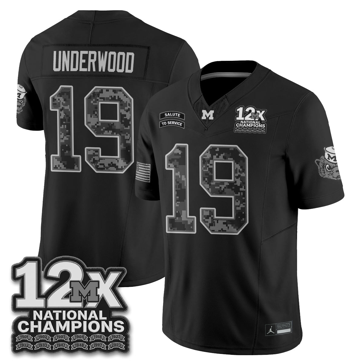 Michigan Wolverines 2026 Salute to Service Vapor Jersey - Stitched