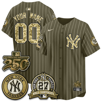 NYY Salute to Service 2026 Vapor Limited Custom Jersey - Stitched