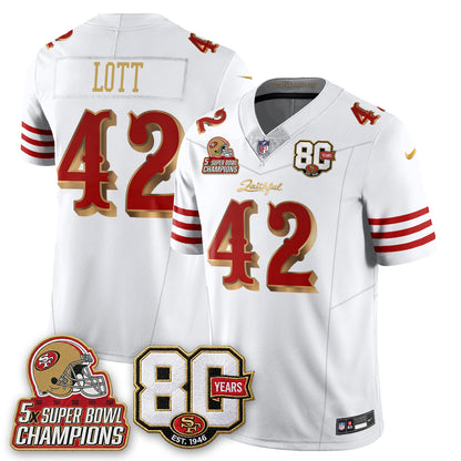San Francisco 49ers 80 Years & 5X Champs Rivalries Vapor Jersey - Stitched