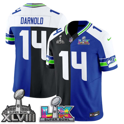 Seattle Seahawks Throwback 2 SB Patches Vapor Jersey - Stitched