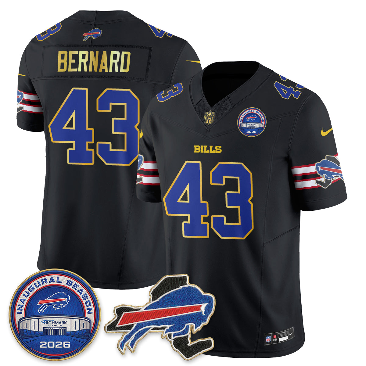 BUF 2026 Gold Trim Edition Vapor Jersey - Stitched