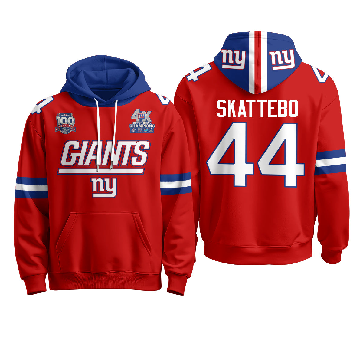 New York Giants 4X Champs S.Bowl Hoodie - Stitched
