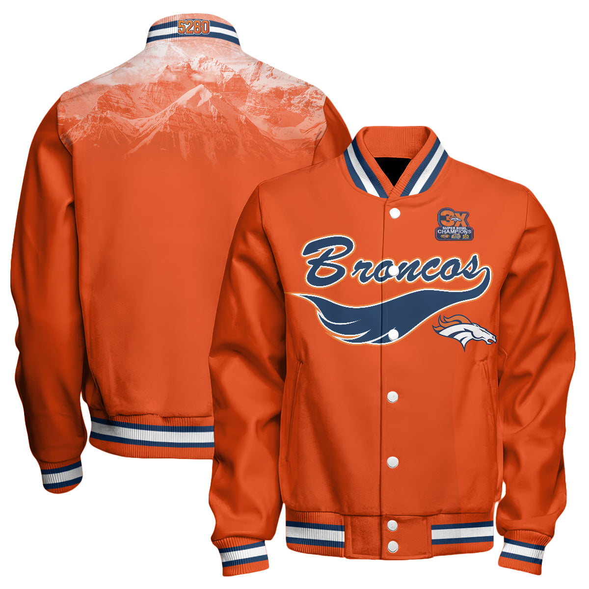 Denver Broncos Fangear Edition Baseball Jacket - Printed
