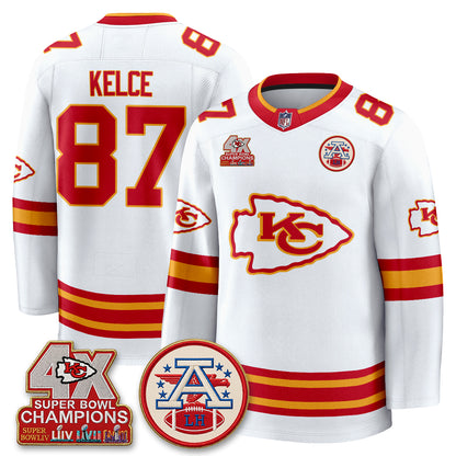 Kansas City Chiefs 4X Champs Edition Hockey Jersey - Stitched