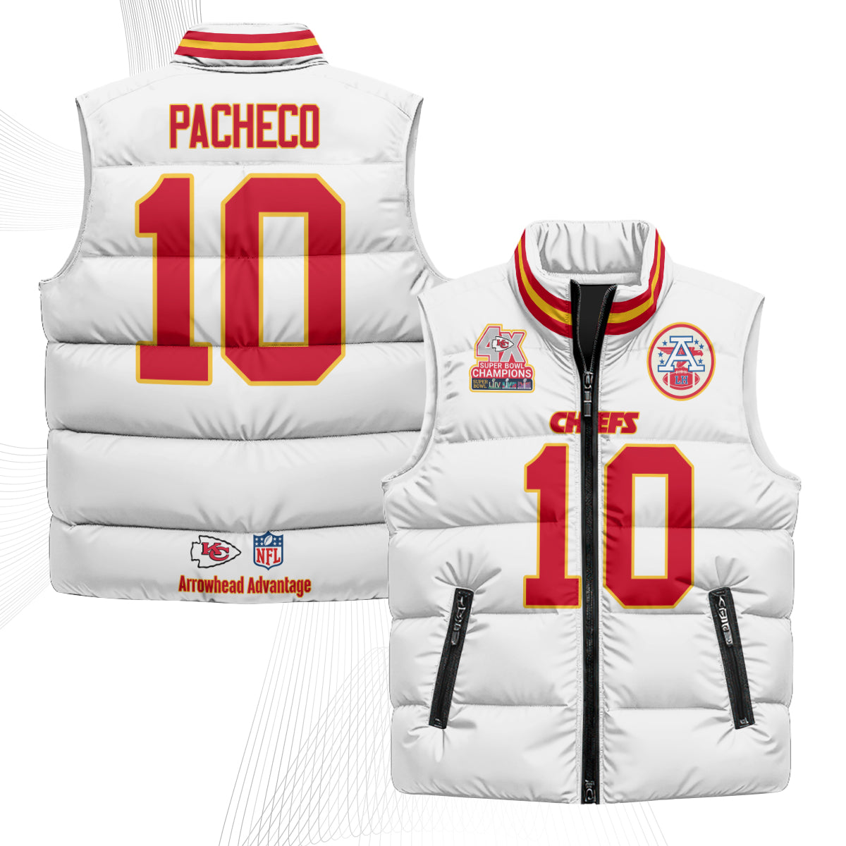Kansas City Chiefs 4X Champs Gold Edition Puffer Vest - Printed