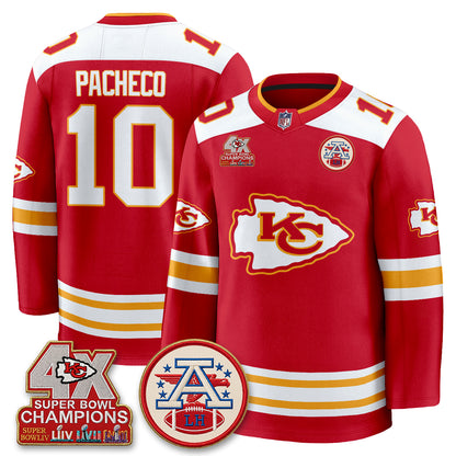 Kansas City Chiefs 4X Champs Edition Hockey Jersey - Stitched