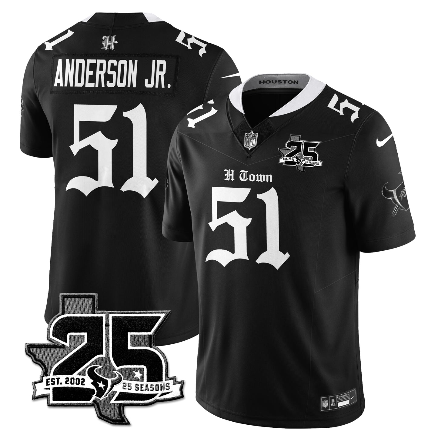 HOU 25th Seasons in 2026 Gothic Vapor Gold Edition Limited Jersey - All Stitched
