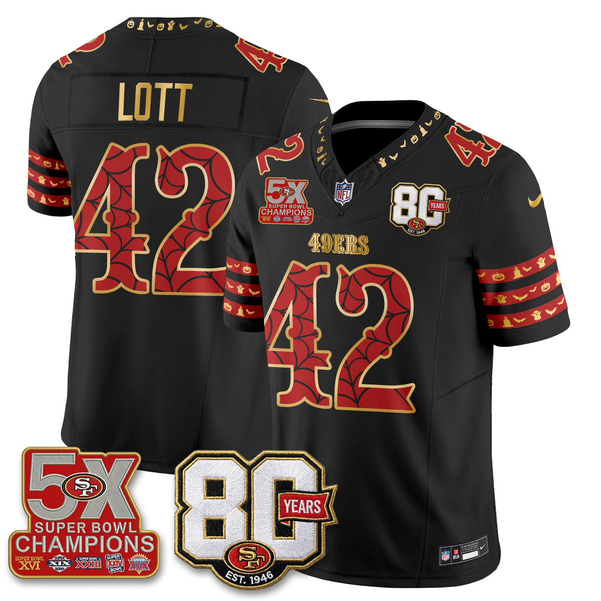San Francisco 49ers Spooky Edition Vapor Jersey - Stitched