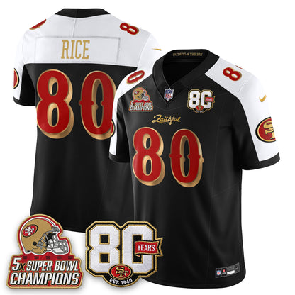 San Francisco 49ers 80 Years & 5X Champs Rivalries Vapor Jersey - Stitched