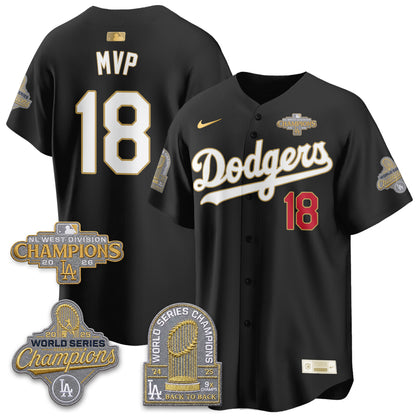 LAD 2026 NL West Champs Gold Vapor Jersey- Stitched