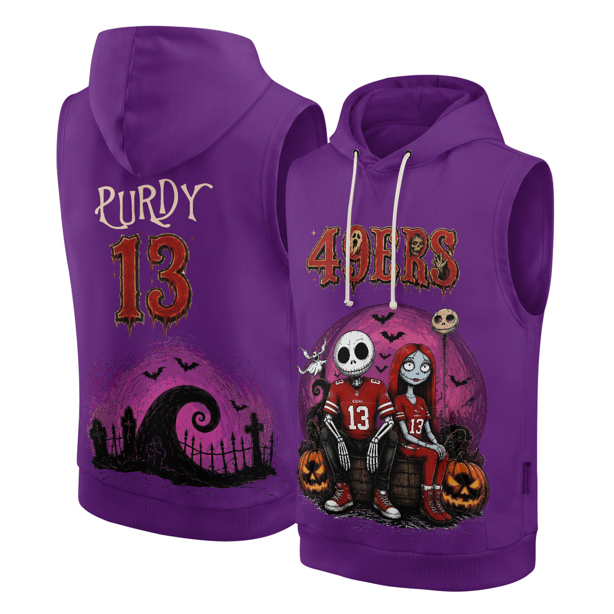SF x Skeleton Gentleman & Rag Doll Bride Edition Sleeveless Hoodie Tank Top - Printed