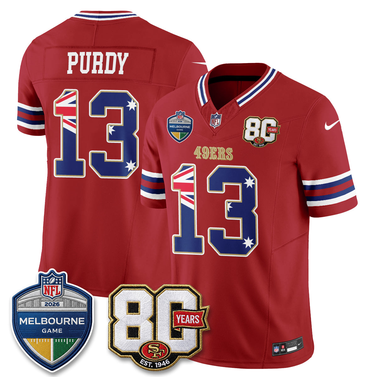 San Francisco 49ers Melbourne Game 2026 Vapor Jersey - Stitched